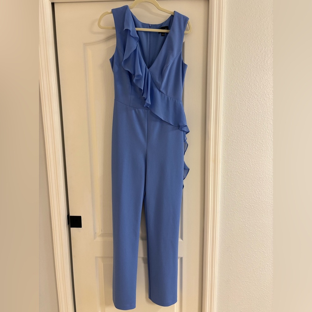 Elegant Blue Ruffled Jumpsuit